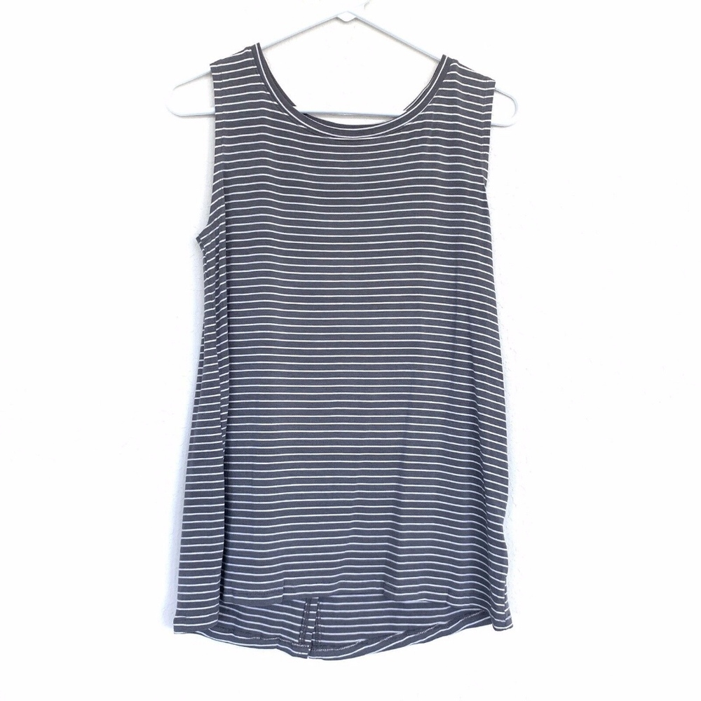Old Navy Gray White Stripe Sleeveless Tank Top - Picture 1 of 6